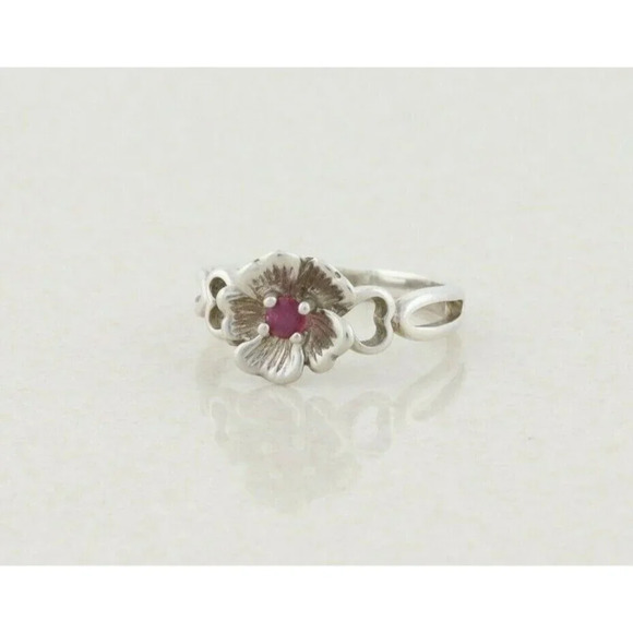 Sterling Silver Pink Topaz Flower Ring size 6 - Picture 6 of 8